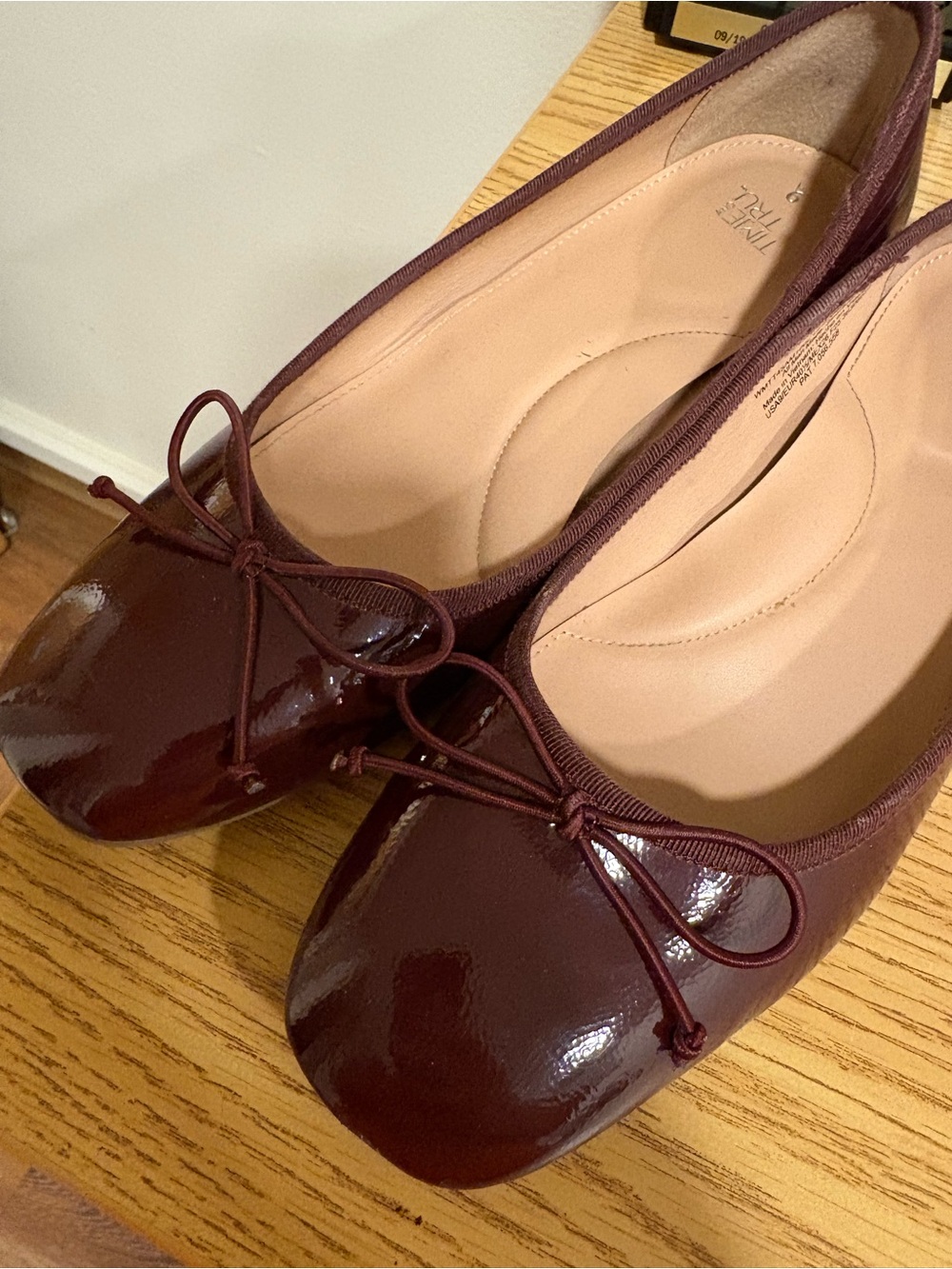 Patent Ballet Flats in Deep Burgundy